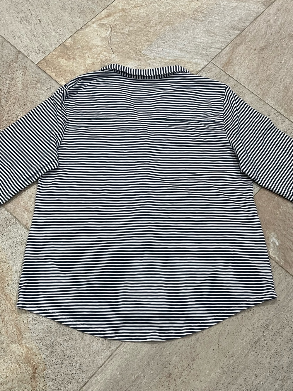 croft & barrow Navy and White Striped Button-Down Shirt MP - Picture 2 of 6